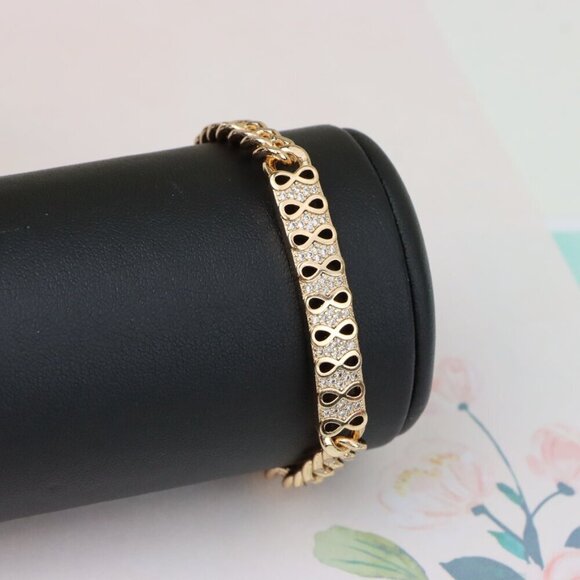 "Elegant Infinity Pattern Rose Gold Bracelet with Sparkling CZ Stones, XPBL0965 - Picture 6 of 12